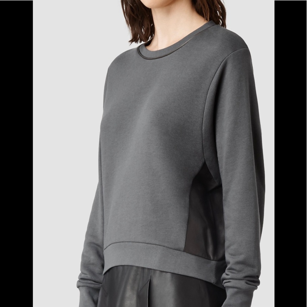 AllSaints Cari Leather Detail Sweatshirt